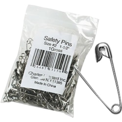 CLI Nickel-Plated Steel Safety Pins, 1 1/2", Silver, Pack Of 144