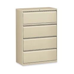 Lorell® Fortress 36"W Lateral 4-Drawer File Cabinet, Metal, Putty