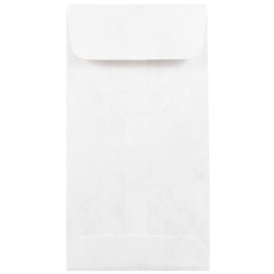 JAM Paper® Tyvek® Coin Envelopes, #7, Gummed Seal, White, Pack Of 50 Envelopes
