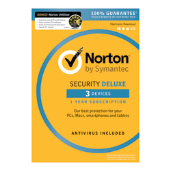 Norton™ Security Deluxe Plus Norton Utilities, 1-Year Subscription, For 3 PC/Mac® Devices, Product Key