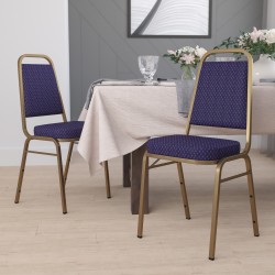 Flash Furniture HERCULES Series Trapezoidal Back Stacking Banquet Chairs, Navy/Gold, Pack Of 4 Chairs