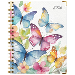 2025-2026 Global Excello Brands Hardcover Fashion Weekly/Monthly Planner, 8-1/2" x 11", Watercolor Butterflies, November 2025 To December 2026