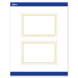 Avery® Print-To-The-Edge Postcards With Sure Feed® Technology, S00-DJ1-PRMWC10, Rectangle, 4" x 6", Matte White, Preprinted Gold Border with Gold Dots Design, Pack Of 20