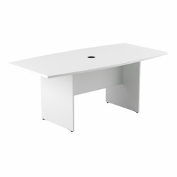 Bush Business Furniture 72"W x 36"D Boat-Shaped Conference Table With Wood Base, White, Standard Delivery