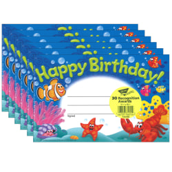TREND Recognition Awards, Happy Birthday! Sea Buddies, 30 Per Pack, Set Of 6 Packs