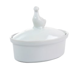 Martha Stewart Ceramic Oval Goose Container With Lid, 2"H x 4-1/4"W x 5-3/4"D, White