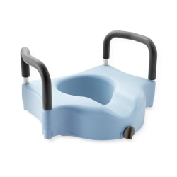 Medline Elevated Toilet Seat, With Arms, Blue