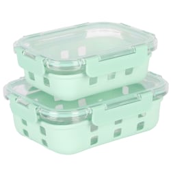 Martha Stewart Elsinore 2-Piece Glass Container Set With Snap Lids, Green