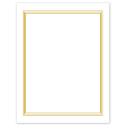 Avery® Printable Cards, S00-DPD-PRMWC10, Rectangle, 8-1/2" x 11", Matte White, Preprinted Multi-Lined Gold Border Design, Pack Of 10