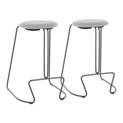LumiSource Finn Counter Stools, Charcoal Seat/Black Frame, Set Of 2 Stools