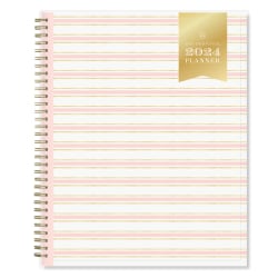 2024 Day Designer Weekly/Monthly Planning Calendar, 8-1/2" x 11", Ticking Stripe Blush, January To December