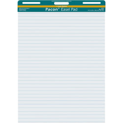 Pacon Ruled Easel Pads - 50 Sheets - Stapled/Glued - Front Ruling Surface - Ruled - 1" Ruled - 27" x 34" - White Paper - Chipboard Cover - Perforated, Bond Paper - 50 / Pad
