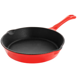 MegaChef Enameled Round 8" Cast Iron Frying Pan, Red