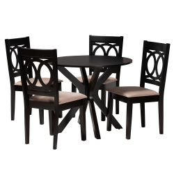 Baxton Studio Sanne Wood 5-Piece Dining Set, Beige/Espresso Brown