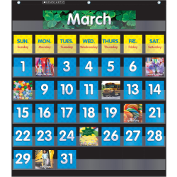 Scholastic Teacher Resources Pocket Chart, Monthly Calendar, 25" x 27 3/4", Black, Kindergarten to Grade 5