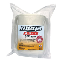 2XL Mega Roll Wipes Refill - 1200 / Roll - 2 / Carton - Phenol-free, Alcohol-free, Bleach-free, Perforated - White