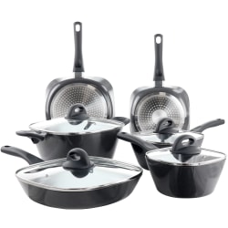 Soho Lounge By Gibson Diamond 10-Piece Aluminum Ceramic Nonstick Cookware Set, Black