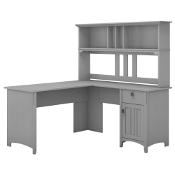 Bush Furniture Salinas 60"W L Shaped Desk with Hutch, Cape Cod Gray, Standard Delivery