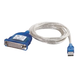 C2G 6ft USB to Serial Adapter - USB to DB25 Serial RS232 Cable - M/M - Serial adapter - USB - RS-232 - gray