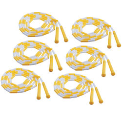 Champion Sports Plastic Segmented Jump Ropes, 8', Yellow/White, Pack Of 6 Jump Ropes