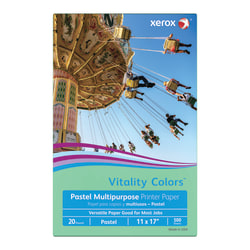 Xerox® Vitality Colors™ Color Multi-Use Printer & Copy Paper, Green, Ledger (11" x 17"), 500 Sheets Per Ream, 20 Lb, 30% Recycled