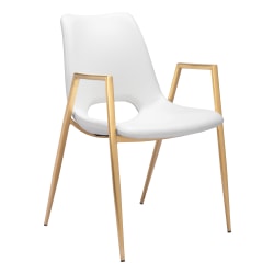 ZUO Desi Dining Chairs, White/Gold, Set Of 2 Chairs