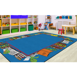 Flagship Carpets Bookworm Border, Rectangle, 10' 9" x 13' 2", Multicolor