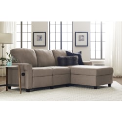 Serta® Copenhagen Reclining Sectional With Storage Chaise, Right, Warm Oatmeal/Espresso