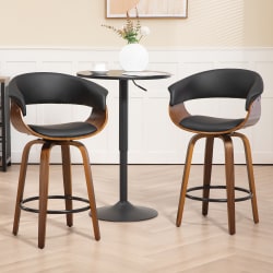 Glamour Home Beale Faux Leather Counter Height Stool With Back, Black