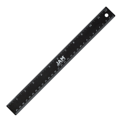 JAM Paper Non-Skid Stainless-Steel Ruler, 12", Black