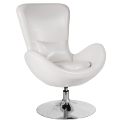 Flash Furniture Egg Side Faux Leather Reception Chair With Bowed Seat, White LeatherSoft