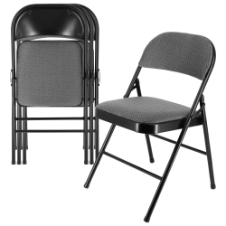 Elama Metal Folding Chairs With Padded Seats, Gray, Set Of 4 Chairs