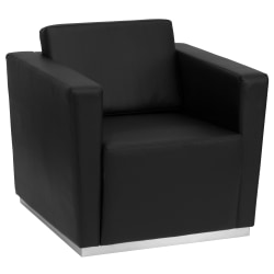 Flash Furniture HERCULES Trinity Series Contemporary LeatherSoft Chair with Stainless Steel Recessed Base, Black