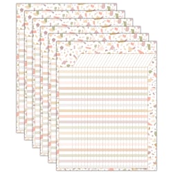 Teacher Created Resources Incentive Charts, 17" x 22", Terrazzo Tones, Pack Of 6 Charts