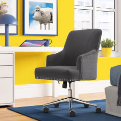 Serta® Leighton Home Mid-Back Office Chair, Twill Fabric, Graphite/Chrome