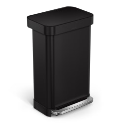 simplehuman® Rectangular Step Can With Liner Pocket, 12 Gallon, Matte Black