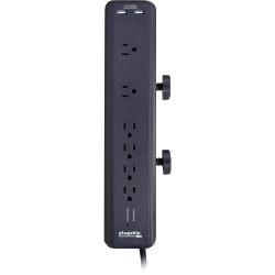 Plugable PS6-USB2DC - Power strip - AC 120 V - 1875 Watt - output connectors: 6 (2 x USB, 6 x 3-pole) - 6 ft cord - United States