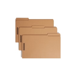 Smead® Kraft Reinforced Tab Fastener Folders, Legal Size, 1/3 Cut, Pack Of 50