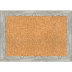 Amanti Art Rectangular Non-Magnetic Cork Bulletin Board, Natural, 42" x 30", Dove Graywash Plastic Frame