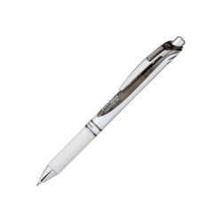 Pentel® EnerGel® Pearl Retractable Liquid Gel Pen, Medium Point, 0.7 mm, Pearl White/Silver Barrel, Black Ink