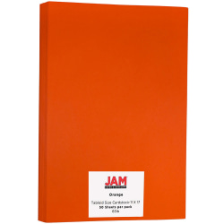 JAM Paper® Card Stock, Orbit Orange, Ledger (11" x 17"), 65 Lb, 30% Recycled, Pack Of 50