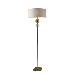 Adesso® Chloe Floor Lamp, 69"H, Off-White Shade/Antique Brass Base