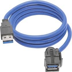 Tripp Lite 3ft USB 3.0 Superspeed Keystone Jack Type-A Extension Cable M/F - USB for Computer, Keyboard, Hard Drive, Flash Drive - 640 MB/s - Extension Cable - 3 ft - 1 x Type A Male USB - 1 x Type A Female USB - Gold-plated Contacts, Nickel Plated