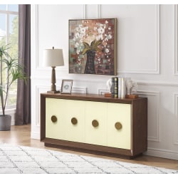 Coast to Coast Shelburne 63"W Transitional Credenza With 4 Doors, Brown