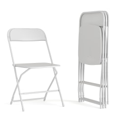 Flash Furniture Hercules Big And Tall Commercial Folding Chairs, White, Set Of 4 Chairs