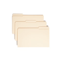Smead® Reinforced Tab File Folders, Legal Size, 1/3 Cut, Manila, Box Of 100