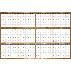 2026 SwiftGlimpse Designer Wall Calendar, 24" x 36", Rustic Light Brown Wood/White, January To December