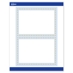 Avery® Printable Invitation Cards With Sure Feed® Technology, S00-DMN-PRMWC10, Rectangle, 5" x 7", Matte White, Preprinted Blue Border with Gold Dots Design, Pack Of 20