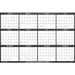 2026 SwiftGlimpse Designer Wall Calendar, 24" x 36", Heathered Black/White, January To December