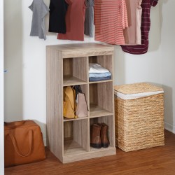 Honey Can Do Stackable 6 Cube Shelf Organizer With Anti-Tip Hardware, 40-1/4"H x 15-3/4"W x 21-7/16"D, Brown